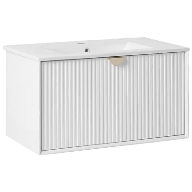 Beliani Wall Mounted Vanity Unit With Basin Bonaire 80 Cm White