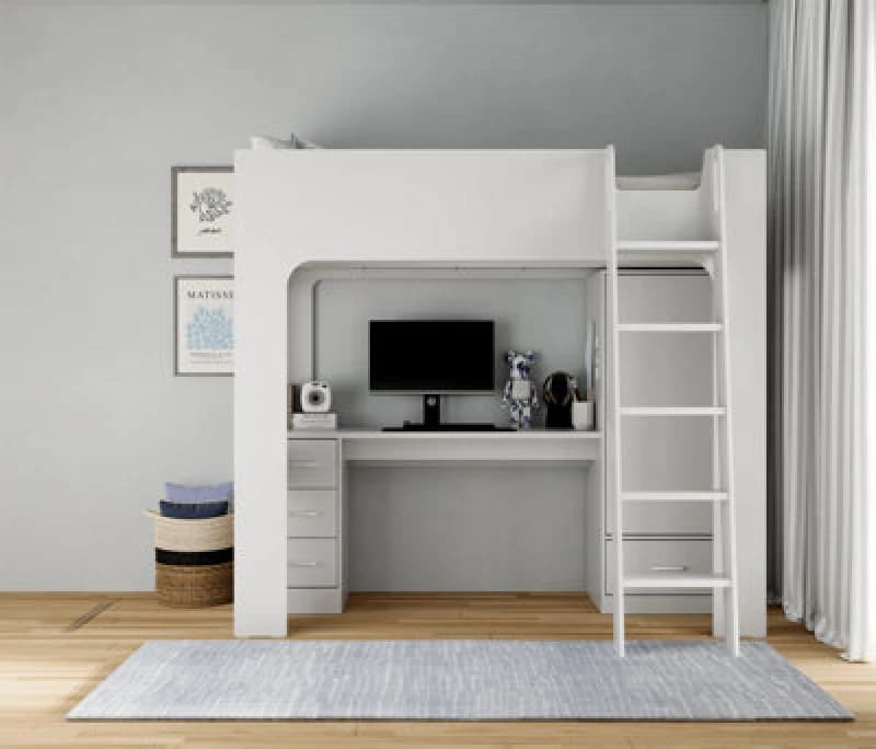 Flintshire Eden Grey Wooden High Sleeper Bed - 3ft Single