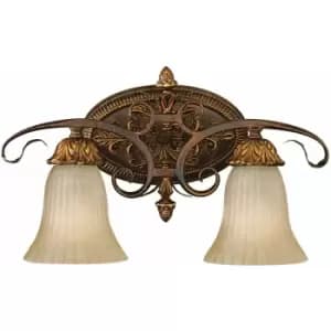Loops - Twin Wall Light Sconce Aged Tortoise Shell LED E27 60W Bulb d00970