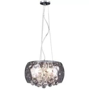 Ice Clear Cylindrical Pendant Ceiling Light Chrome