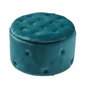 Cleo Round Storage Pouffe Teal