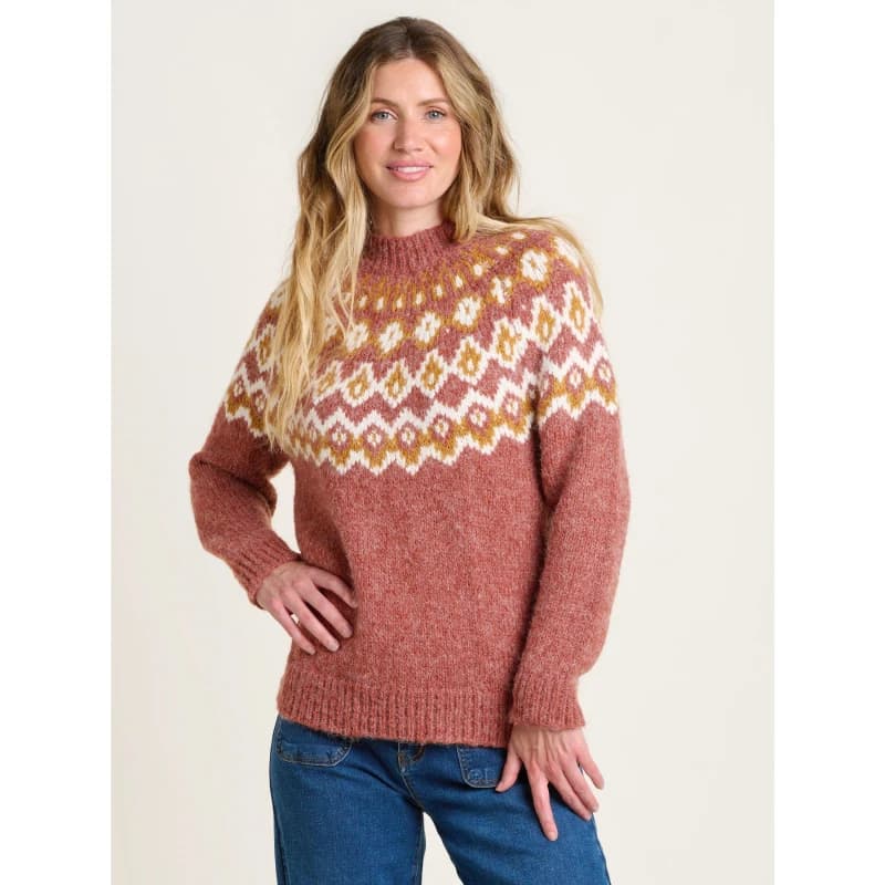 Brakeburn Chunky Knitted Fairisle Jumper Bronze