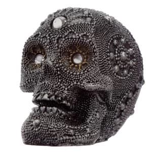 Sliver Beaded Skull Head Small