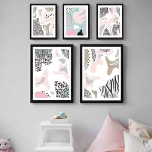 SET_014 Multicolor Decorative Framed Painting (5 Pieces)