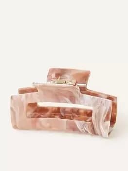 Accessorize Rectangular Marbled Claw Clip, Natural, Women