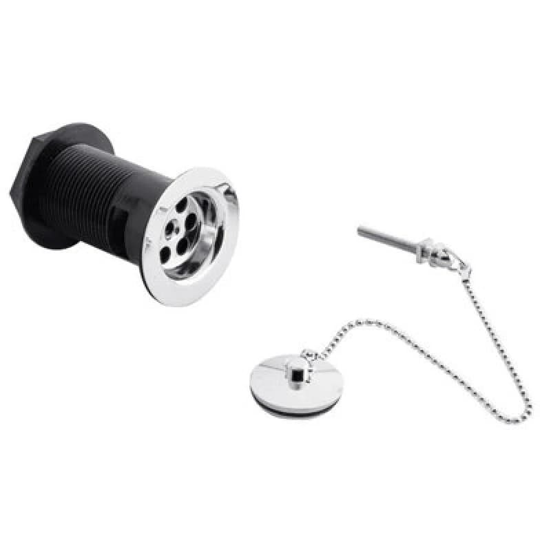 Balterley Ceramic Accessories Basin Waste with Brass Plug Brass Chain Chrome Silver