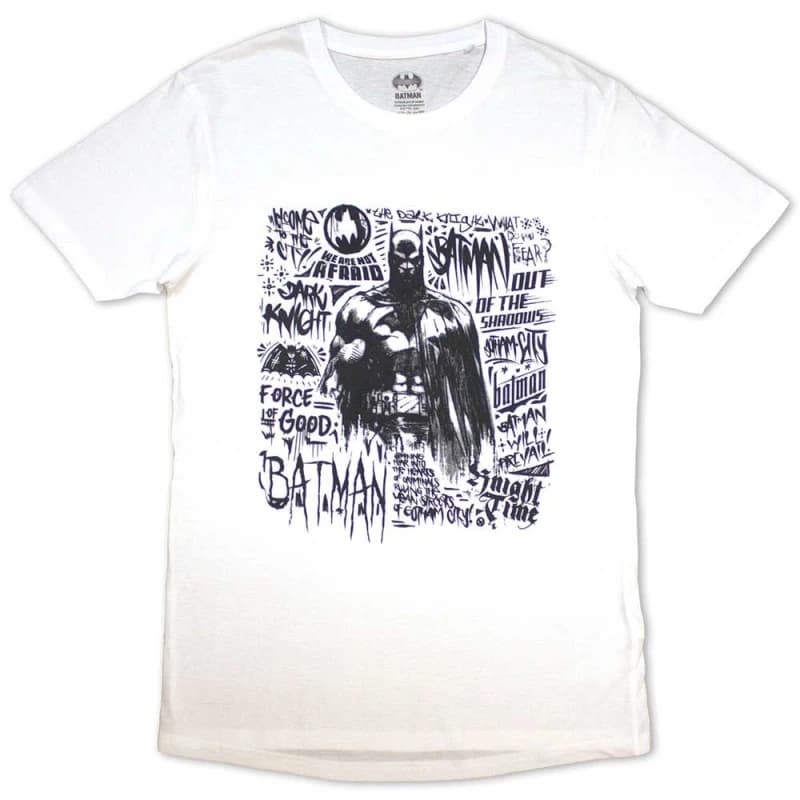 DC Comics Batman Scribbler T Shirt White unisex