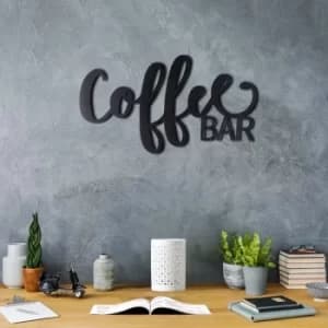 Coffee Bar Black Decorative Metal Wall Accessory
