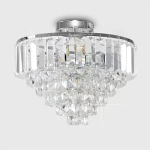Iconic Mesita K9 Crystal Chrome Flush Ceiling Light