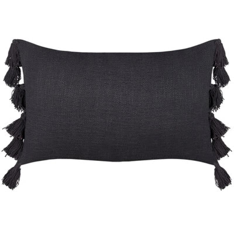 Beliani Throw Cushion Lythrum Cotton 55 X 35cm Dark Grey Solid