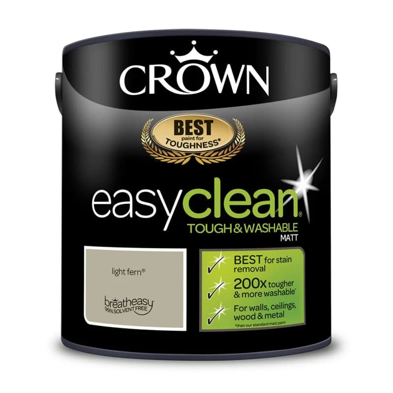 Crown Easyclean Matt Emulsion Paint, 2.5L, Light Fern