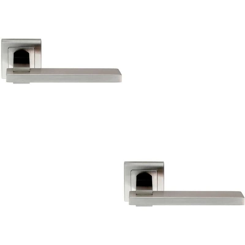 Loops 2x PAIR Square Cut Rectangular Handle on Square Rose Concealed Fix Satin Steel Metallics