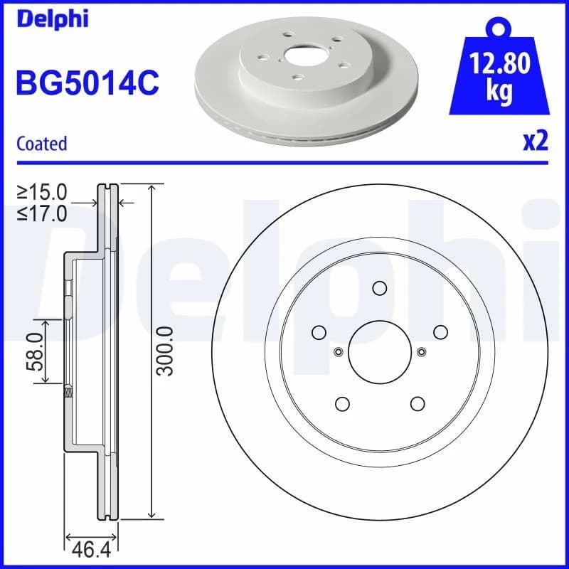 DELPHI Brake disc DELPHI BG5014C