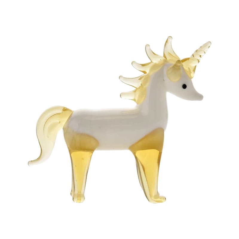 Objets d'Art Miniature Glass Figurine - White Unicorn Multi
