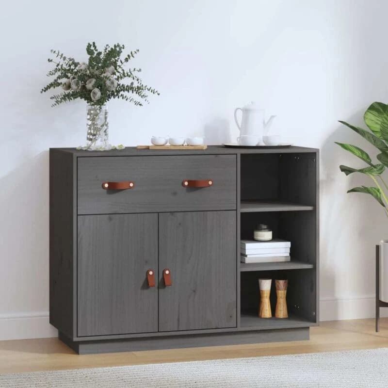Vidaxl Sideboard Grey 98.5X40X75cm Solid Wood Pine, Grey 820139