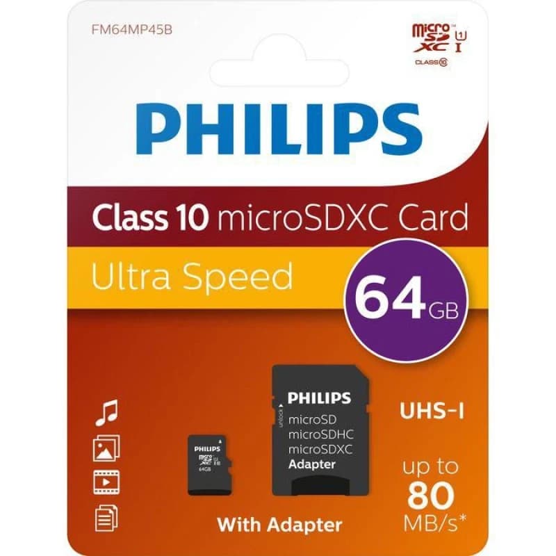 Philips FM64MP45B/10 memory card 64GB MicroSDHC UHS-I Class 10