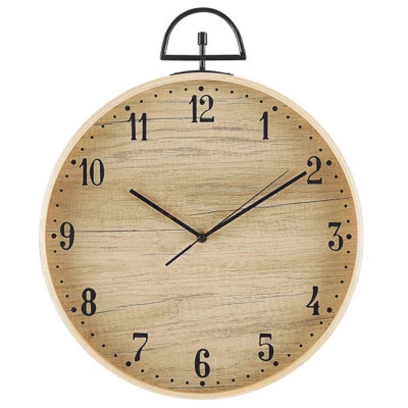 Beliani Wall Clock Opfikon 40 Cm Light Brown