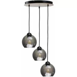 Keter Wood Cluster Pendant Ceiling Light Black, 30cm, 3x E27