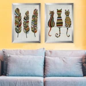 SET_113 Multicolor Decorative Framed Painting (2 Pieces)