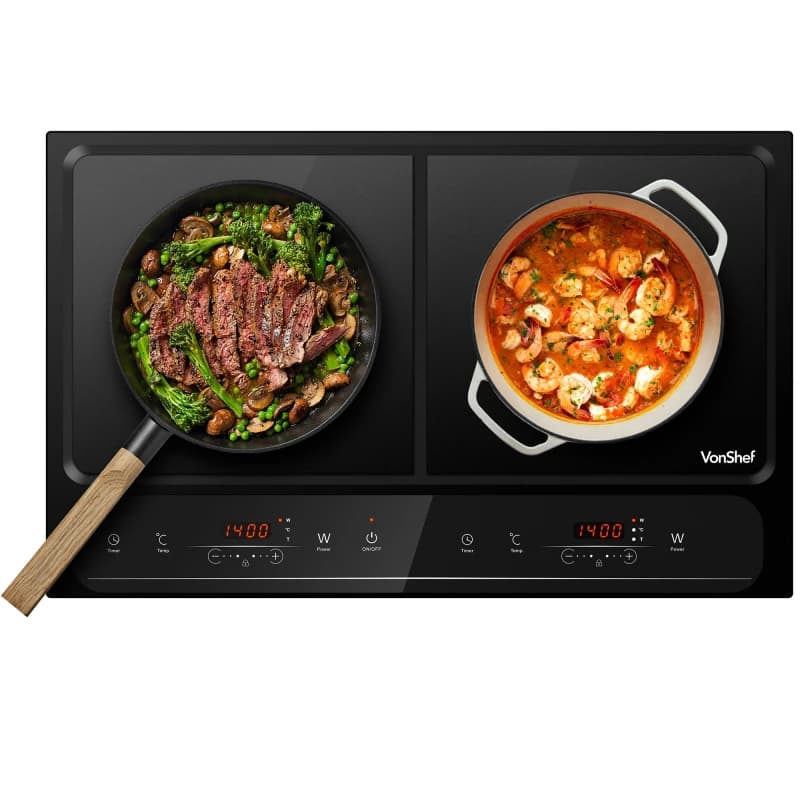 VonShef Portable Double Induction Hob Black