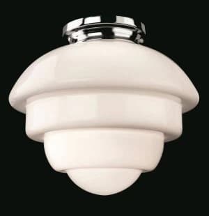 1 Light Flush Light Chrome, Opal White Glass, E27