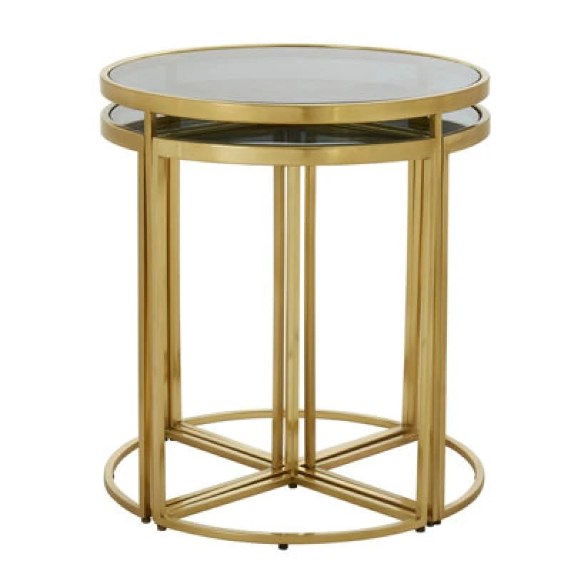 Premier Housewares Versatile Design Nesting Tables, Elegant Round Top Nesting Tables, Sturdy And Durable Modern Nesting Table Gold