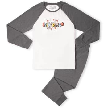 Marvel The Amazing Spider-Man Mens Pyjama Set - White/Grey - L - White/Grey