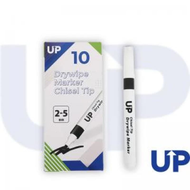 UP Drywipe Chisel Tip Markers 2-5mm Line Black (10 Pack) UP0074