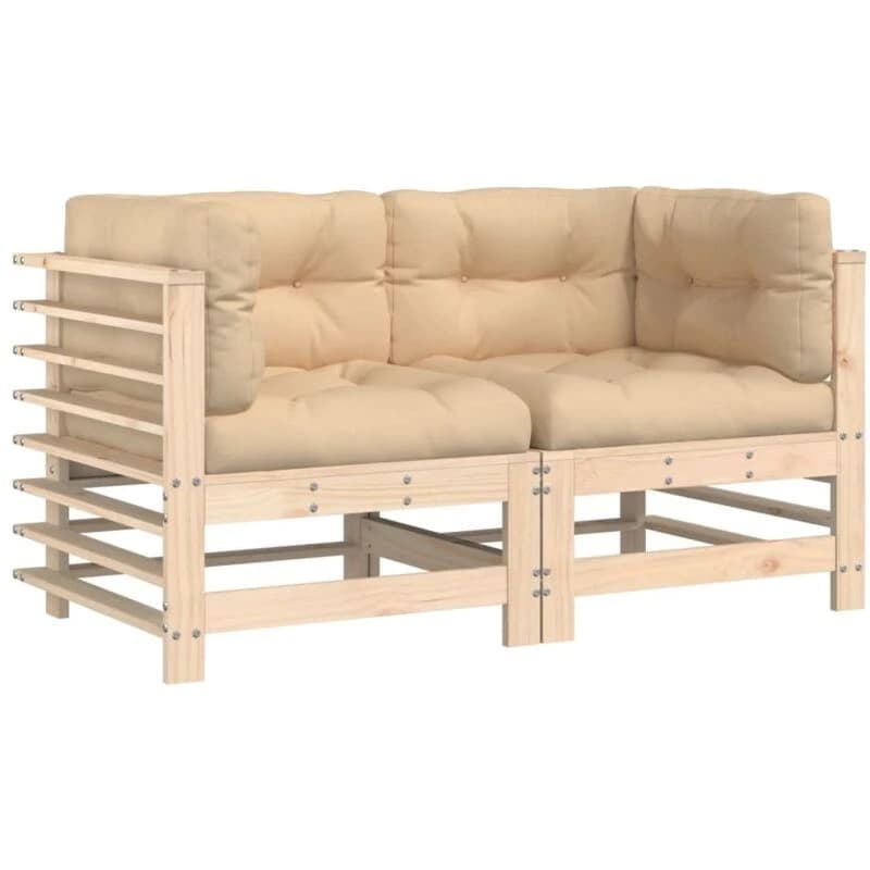 VIDAXL Corner Sofas with Cushions 2 pcs Solid Wood Pine Vidaxl 8720845802844