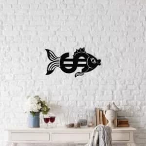 Dollar Fish Black Decorative Metal Wall Accessory