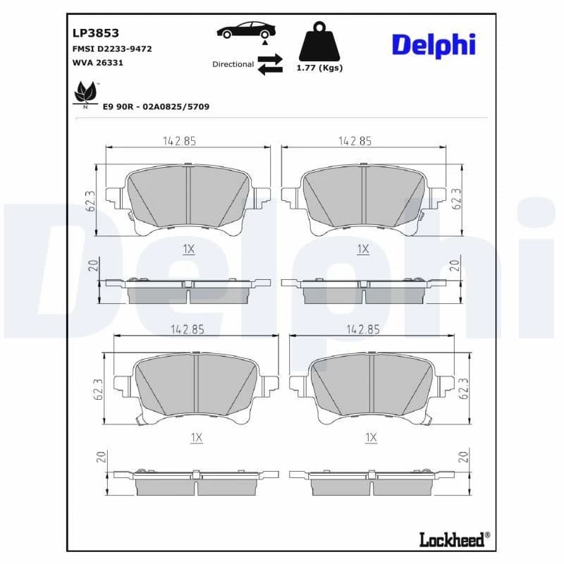 DELPHI Brake pad set DELPHI LP3853