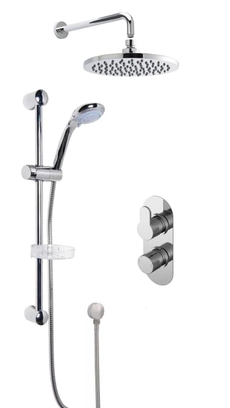 Balterley Concealed Twin Valve with Multi Function Slide Rail Kit Arm Head Silver