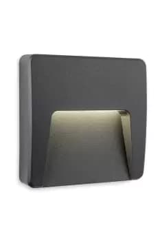 Golf Outdoor Integrated LED Surface Mounted Wall & Step Light Square Graphite IP65