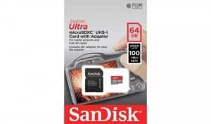 64GB MicroSDHC Plus Adapter 100MBs CL10