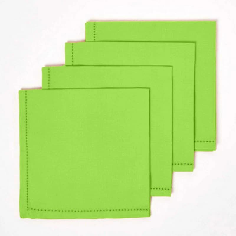 Homescapes Cotton Fabric 4 Napkins Set Lime