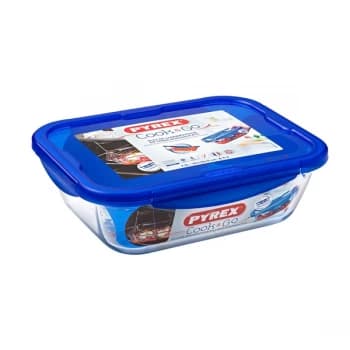 Pyrex Cook & Go Glass Rectangular Dish with Lid 30x22cm