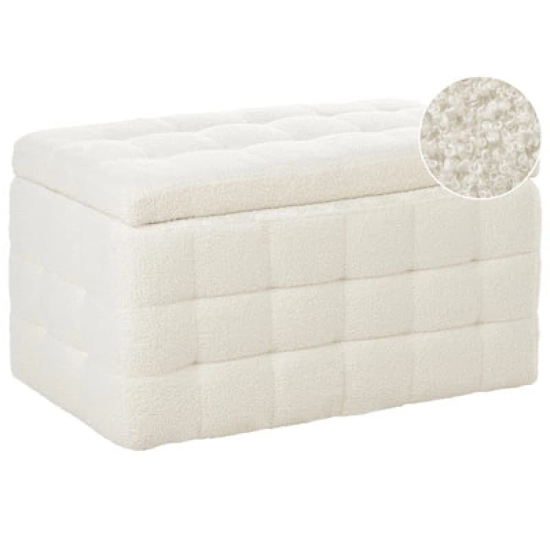 Beliani Storage Ottoman Michigan Boucle White