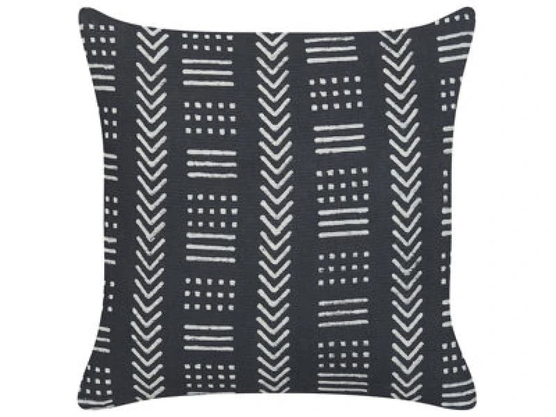 Beliani Throw Cushion Benzoin Cotton 45 X 45cm Black Geometric Pattern