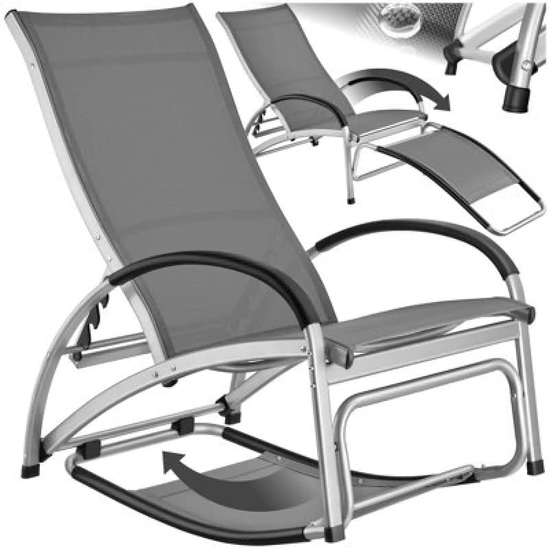 Tectake 1 Sun Lounger Avignon - 2 In 1 Functions, Adjustable Backrest - Anthracite
