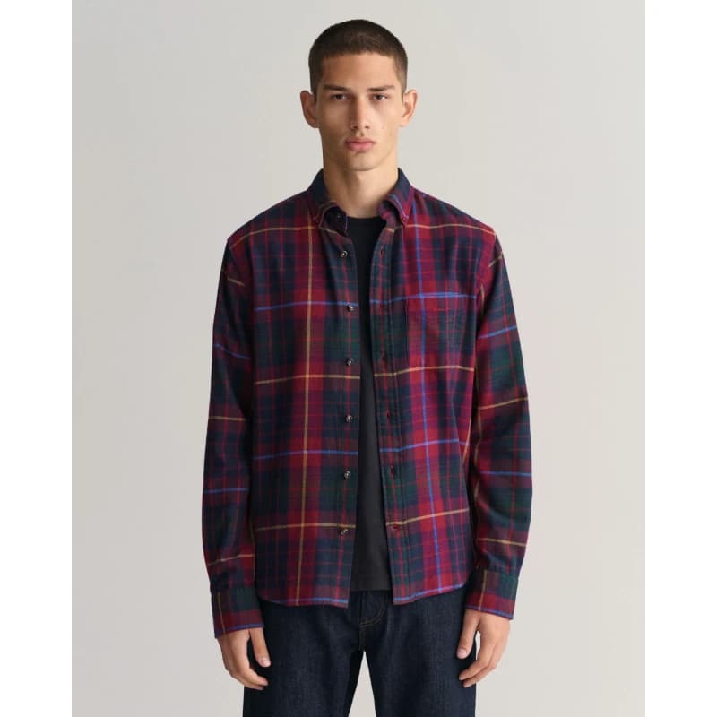 Gant Regular Fit Plaid Flannel Checked Shirt - Red Red S