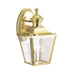 1 Light Small Outdoor Wall Lantern Polished Brass IP44, E27