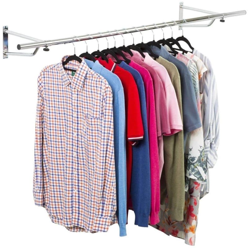 (5ft) Chrome Plated Wall Mounted Garment Clothes Rail