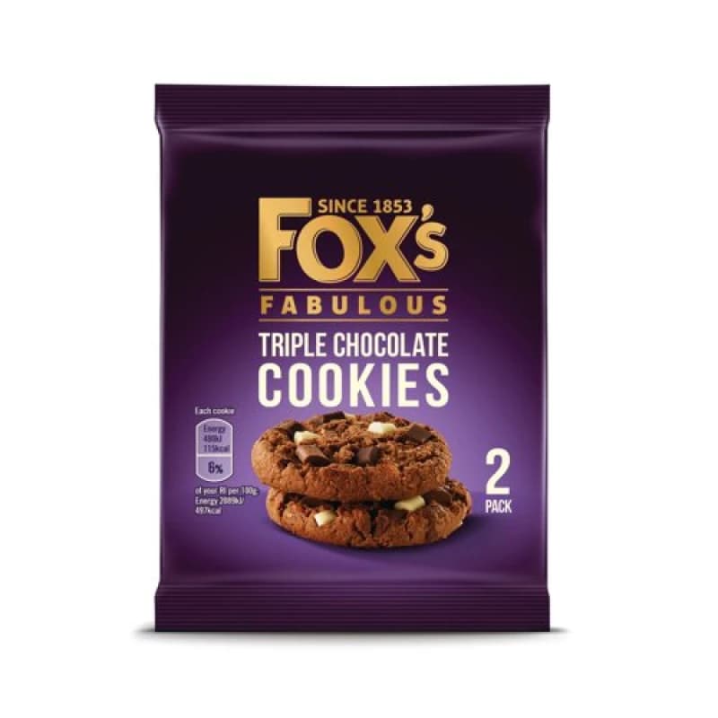 Foxs Triple Chocolate Cookie Biscuits Twin Pack 45g (48 Pack) 934600