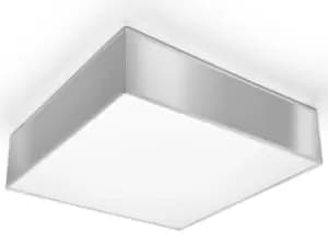 Horus 2 Light Flush Square Ceiling Light Silver, E27
