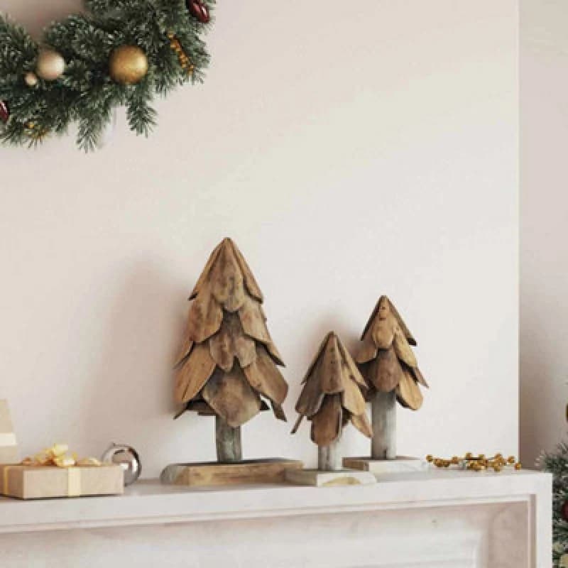 Vidaxl Christmas Tree With Stand 3 Pcs Brown Solid Teak Wood