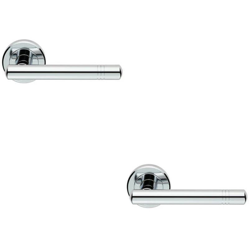 Loops 2x PAIR Round T Bar Handle with Ringed Design Concealed Fix Polished Chrome Multi