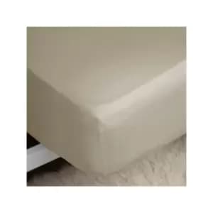 Belledorm Easycare Polycotton Percale 200 Thread Count 11" Deep Fitted Sheet, Mushroom, Double