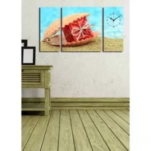 3P204045CS-16 Multicolor Decorative Canvas Wall Clock (3 Pieces)