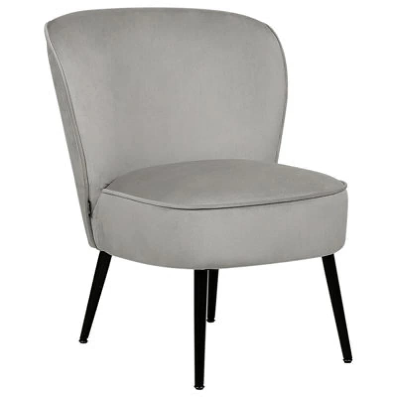 Beliani Velvet Armchair Light Grey Voss