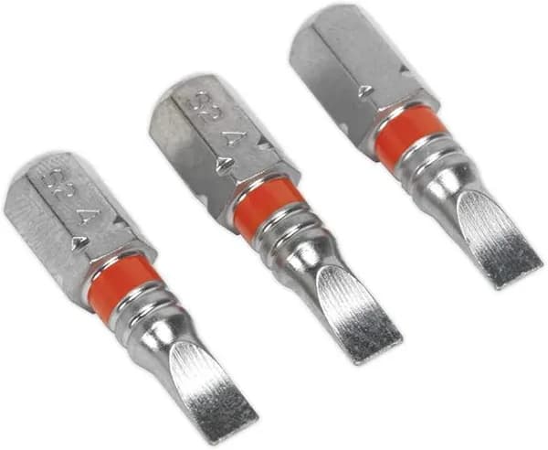 Sealey AK210507 Power Tool Bits Slotted 4mm Colour-Coded S2 25mm 3pc
